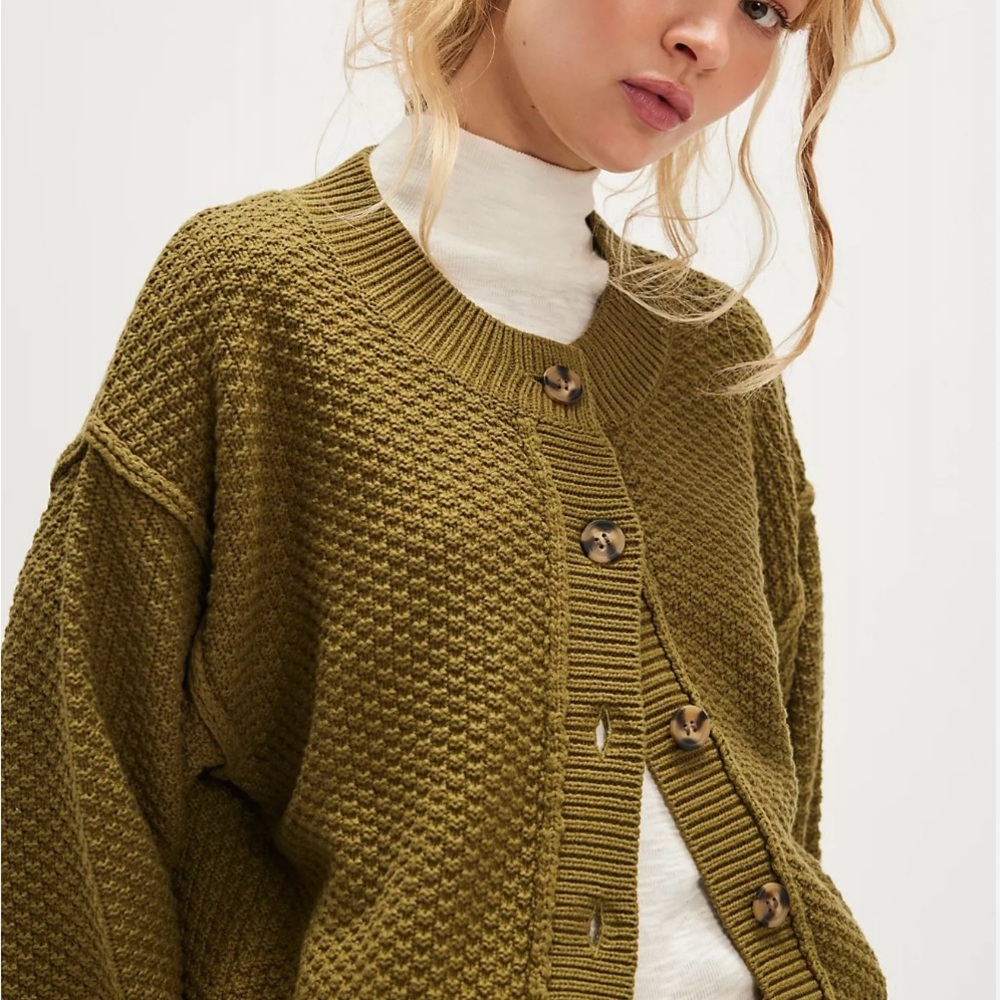 Free People Olive Lila Cardigan Sweater